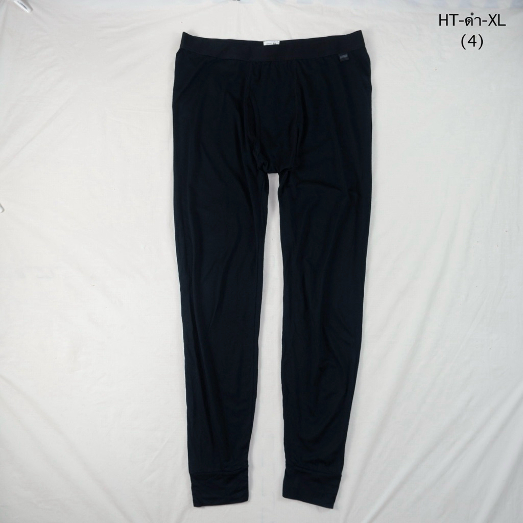 HT-ดำ-XL กางเกงลองจอน ผู้ชาย Uniqlo heattech มือสอง สีดำ ไซส์ XL เอว 30-34 ยาว 39 นิ้ว