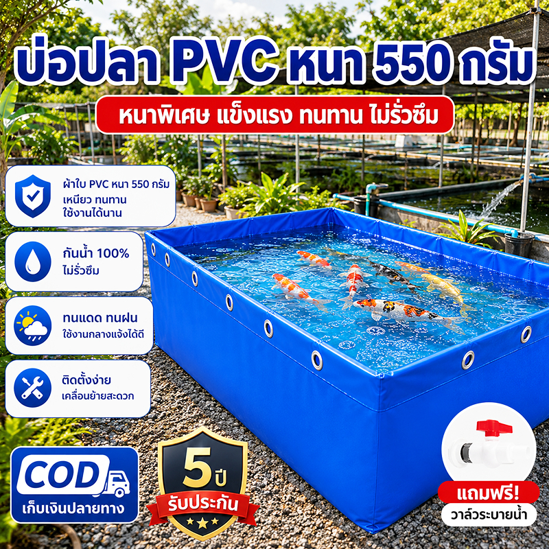 กระชังบกตอกตาไก่ ผ้าPVC สูง100cm หนา 550 ไมครอน บ่อเลี้ยงชั่วคราว ผ้าบ่อเลี้ยงปลา บ่อเลี้ยงปลา ตู้ปลามีหลายขนาดให้เลือก