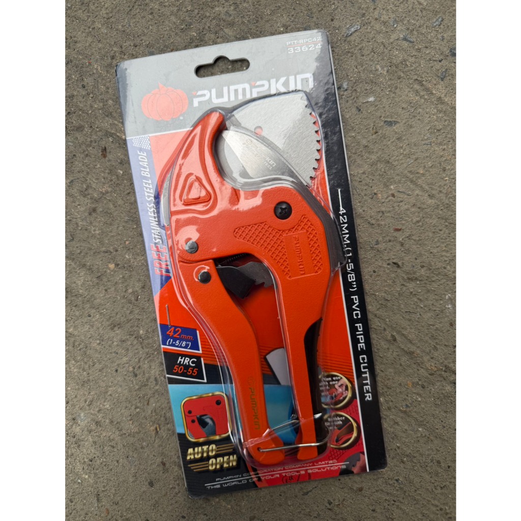 [ของแท้] PUMPKIN กรรไกรตัดท่อ PVC 1-5/8 นิ้ว 42mm  แถมใบสำรอง PTT-RPC42 33624 BLACKTOOLS