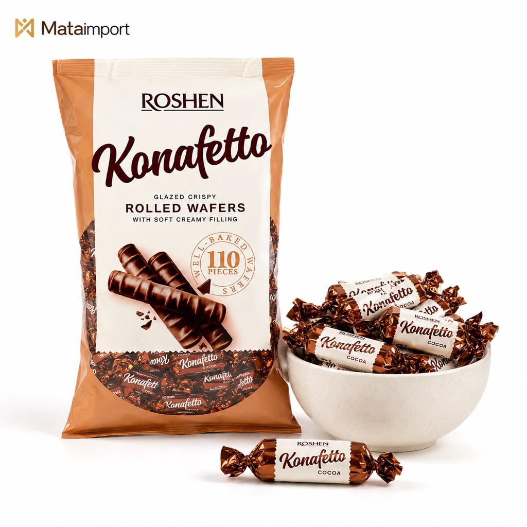 Roshen Konafetto เวเฟอร์ขนมช็อกโกแลตเคลือบสอดไส้ มี2รสชาติให้เลือก