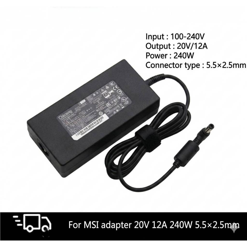 (ประกัน 18 เดือน) สายชาร์จ โน๊ตบุ๊ค for MSI Vector GP68 HX Vector GP77 GP78 240W หัวใหญ่ สายไฟ มอก. 