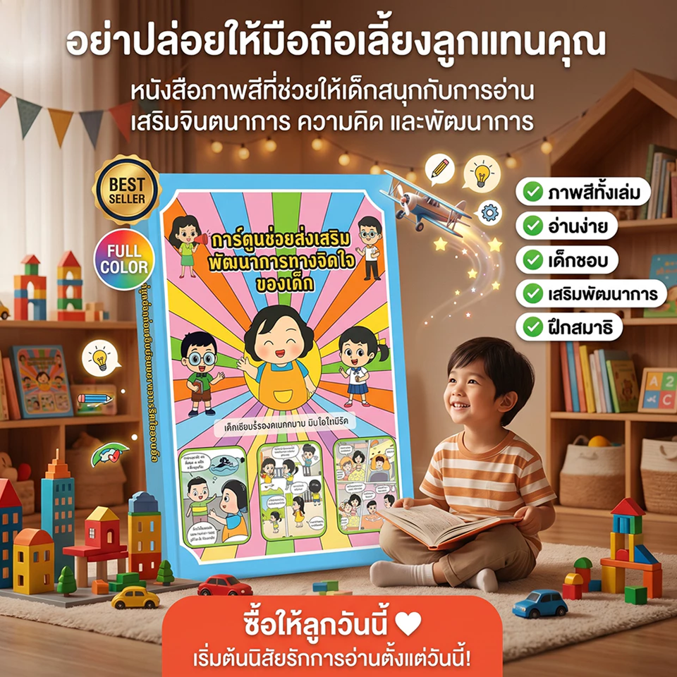 หนังสือขายดี! หนังสือการ์ตูนช่วยส่งเสริมพัฒนาการทางด้านจิตใจของเด็ก เด็กๆ เรียนรู้ด้วยวิธีที่สนุกสนานและได้รับความมั่น.