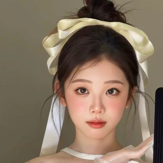 （5สี/พร้อมส่ง) กิ๊บติดผมริบบิ้นโบว์ยาวพิเศษ สไตล์เจ้าสาว หวานและน่ารัก