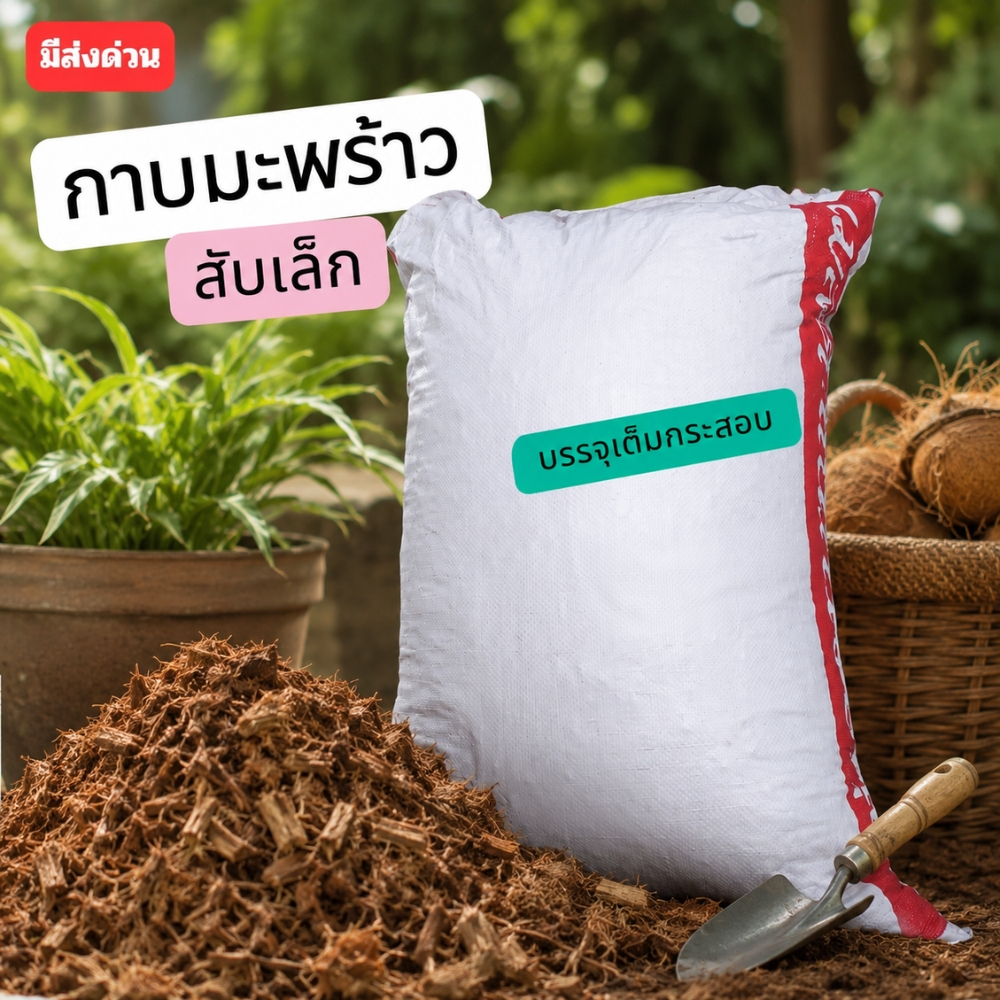 กาบมะพร้าวสับเล็ก เต็มถุงใหญ่ กาบมะพร้าว สับเล็ก สำหรับงานเพาะปลูก (ส่งของทุกวัน)