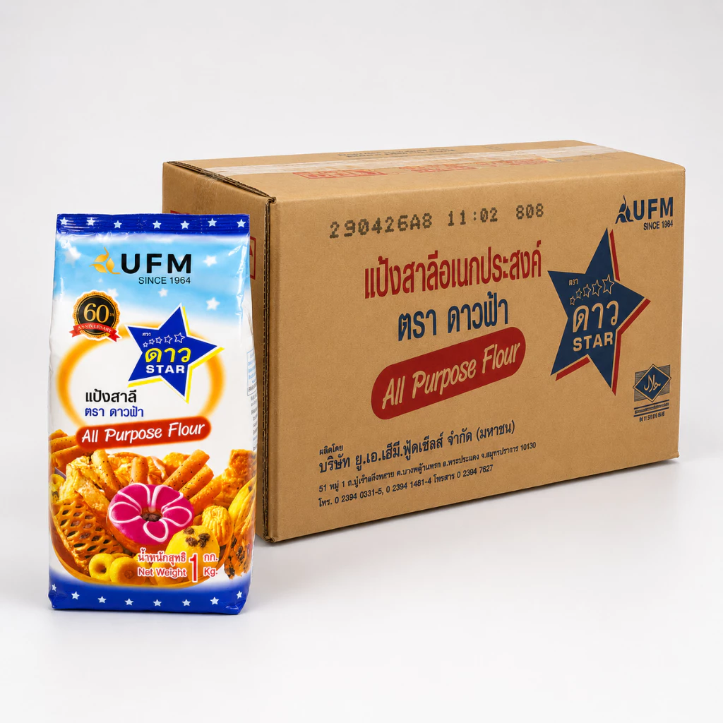 แป้งดาวฟ้า แป้งสาลีเอนกประสงค์ ตรายูเอฟเอ็ม (UFM) 1x10kg (ยกลัง)