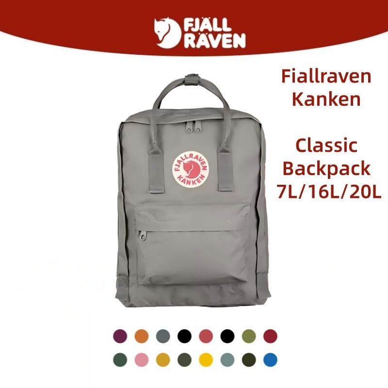 ของพร้อมส่ง🔥🇸🇪 Fjӓllrӓven Kånken Classic Backpack MINI 7L/16L/20L Black/Slate Blue - 30 Color