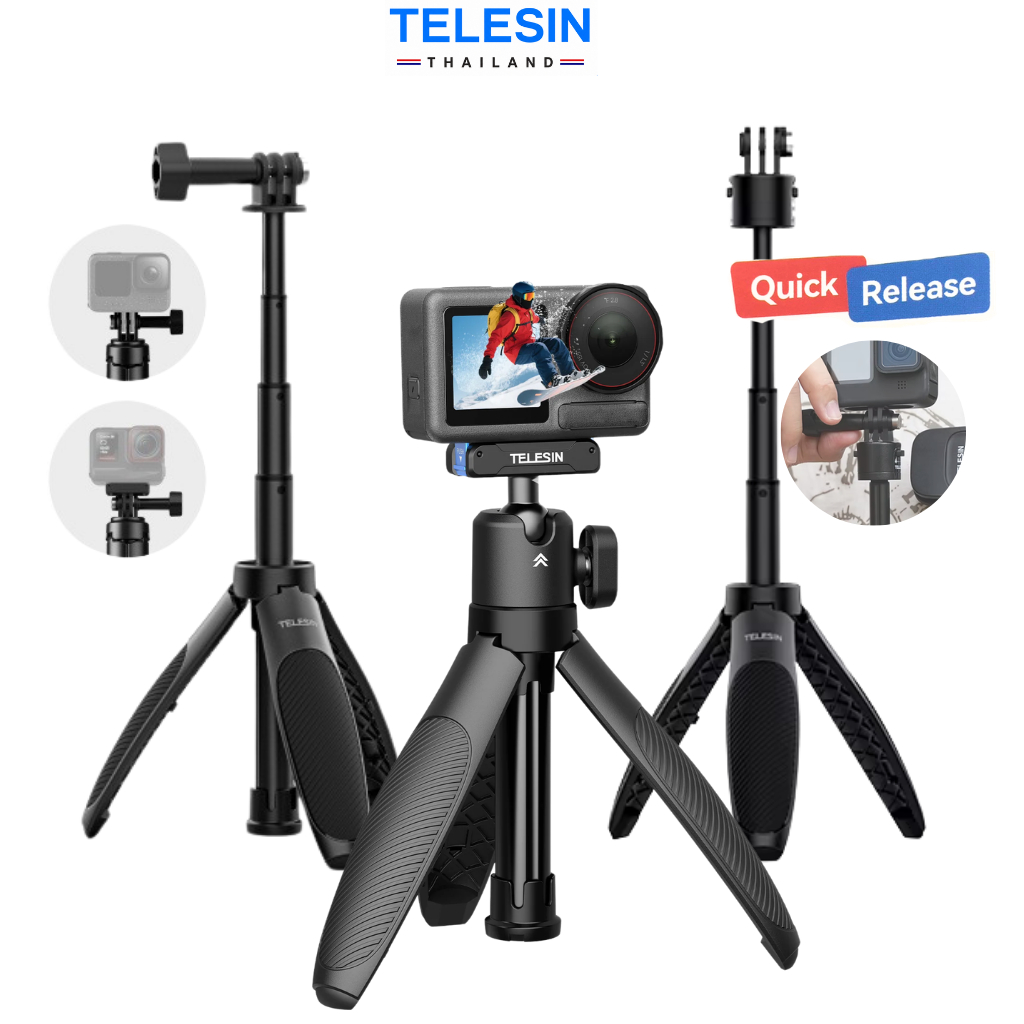 TELESIN GoPro / DJI Osmo360 / Action 6 / 5Pro / 4 / 3 Insta360 Mini Selfie Stick