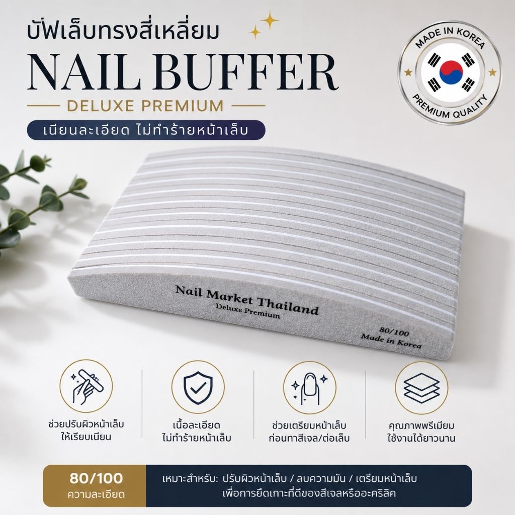 บัฟฟองน้ำขัดเล็บ NM Mail Market ตัวเลือก 2ทรง แพ็ค10pcs. เกรดDeluxe Premium made in Korea
