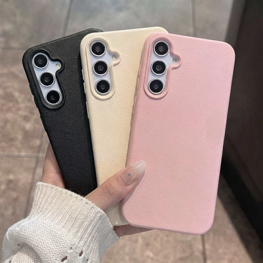 สีทึบหนัง เคส For Samsung A56 A55 A07 A17 A37 A57 A06 A16 A05S A15 S24 S23 S25 S26 Ultra FE A26 A27 A35 A36 กกันกระแทก