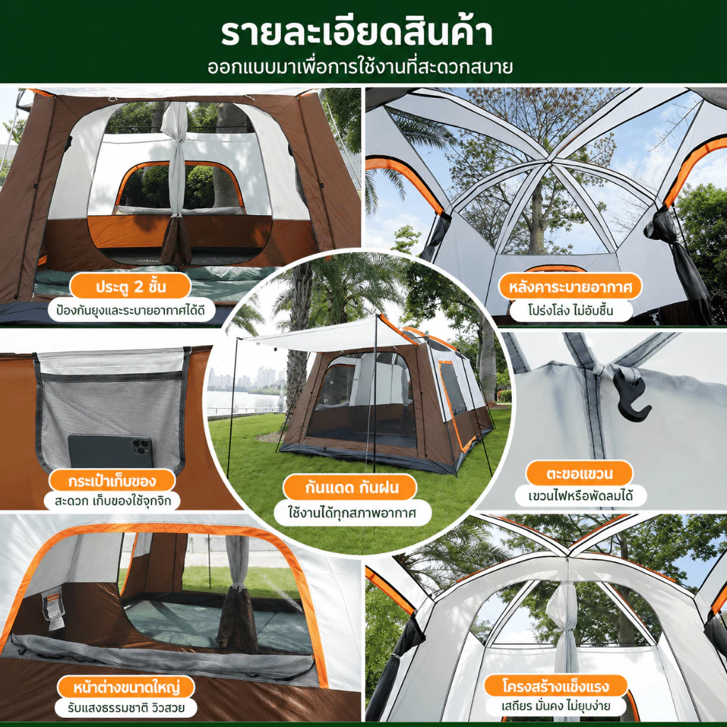 Magic pocket เต็นท์ครอบครัว 8-12 คน กันแดดกันฝน มีตาข่ายกันยุง thumbnail 10