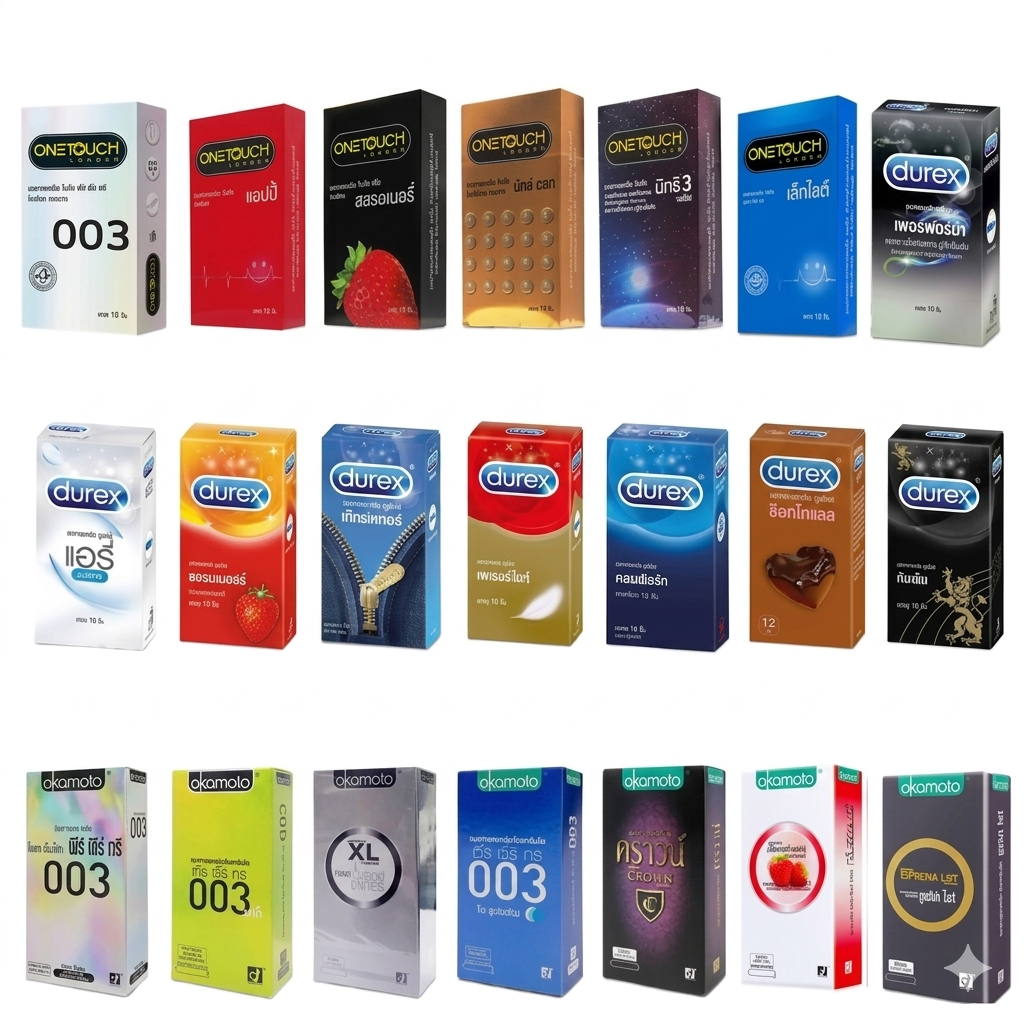 ถุงยางอนามัย กล่องใหญ่ 10-12 ชิ้น ดูเร็กซ์ วันทัช โอกาโมโต้ ONETOUCH OKAMOTO DUREX รวม