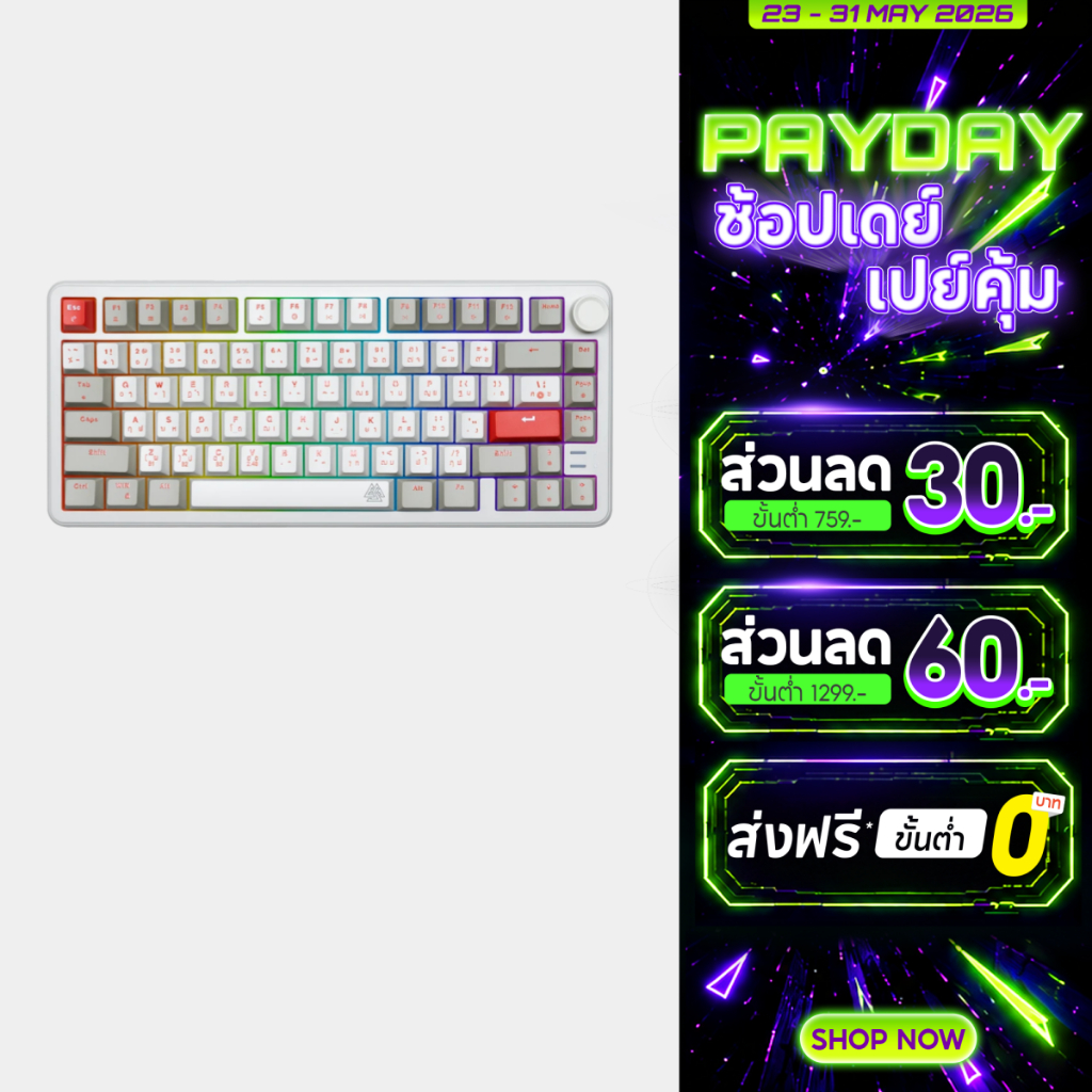 [ประกัน 2 ปี] EGA คีย์บอร์ดเกมมิ่งขนาด75% เชื่อมต่อBT, wireless,สาย Hot Swap 5 Pin รุ่น TYPE CMK10 Mechanical Full RGB