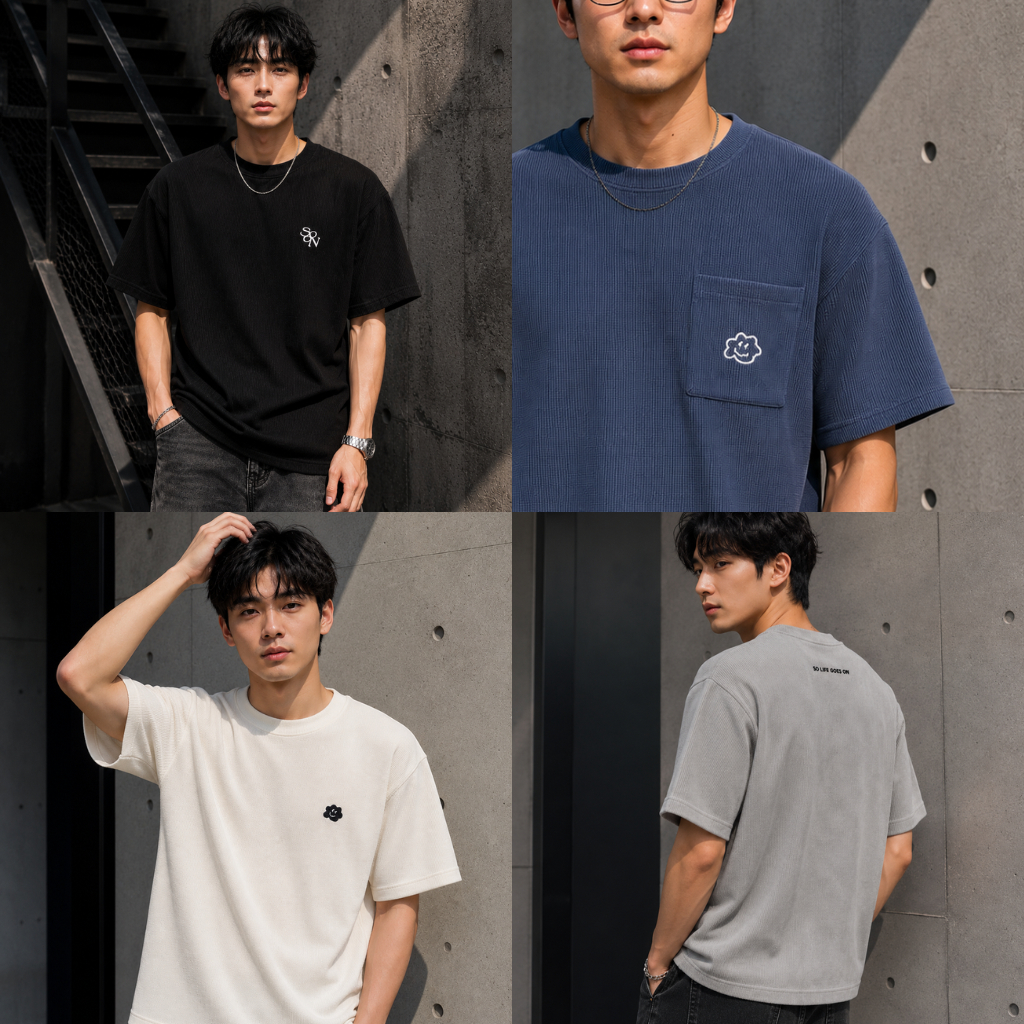 SO.ON เสื้อยืดผ้าร่อง ทรง Oversize ลาย Marine / Asher / Leon Tee