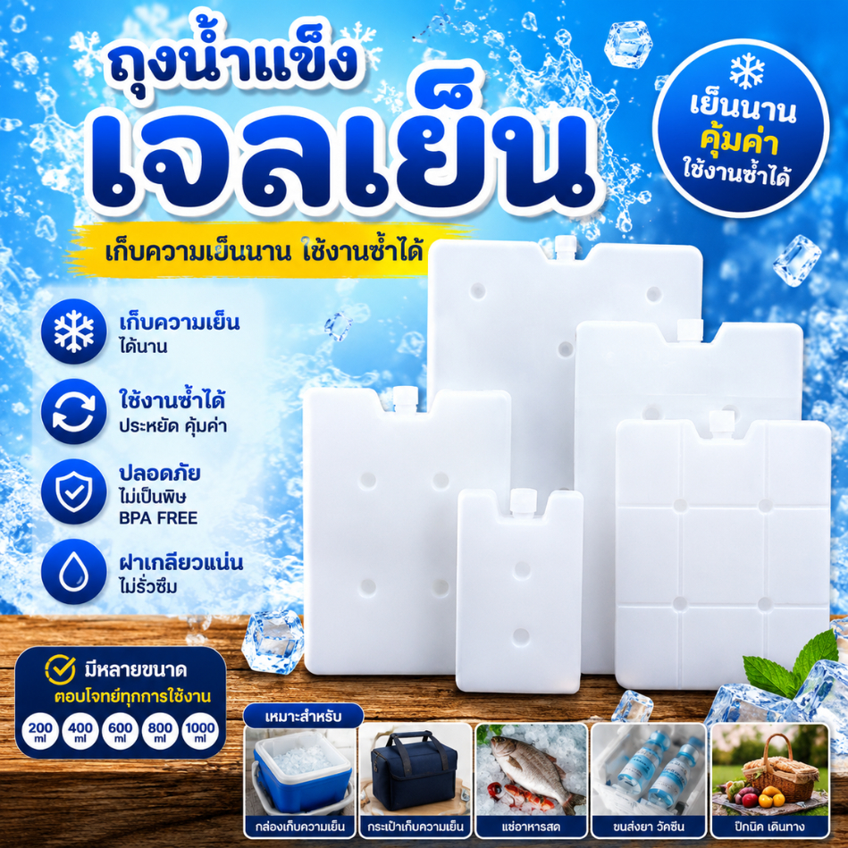 icepack น้ำแข็งเทียม เจลเก็บความเย็น เจลทำความเย็นแบบกล่องแข็ง
