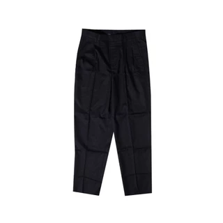 Hazard กางเกงทำงานกางเกงขายาวลายสก๊อต2จีบ Linen Silk (ลินิน) สีเทาดำ