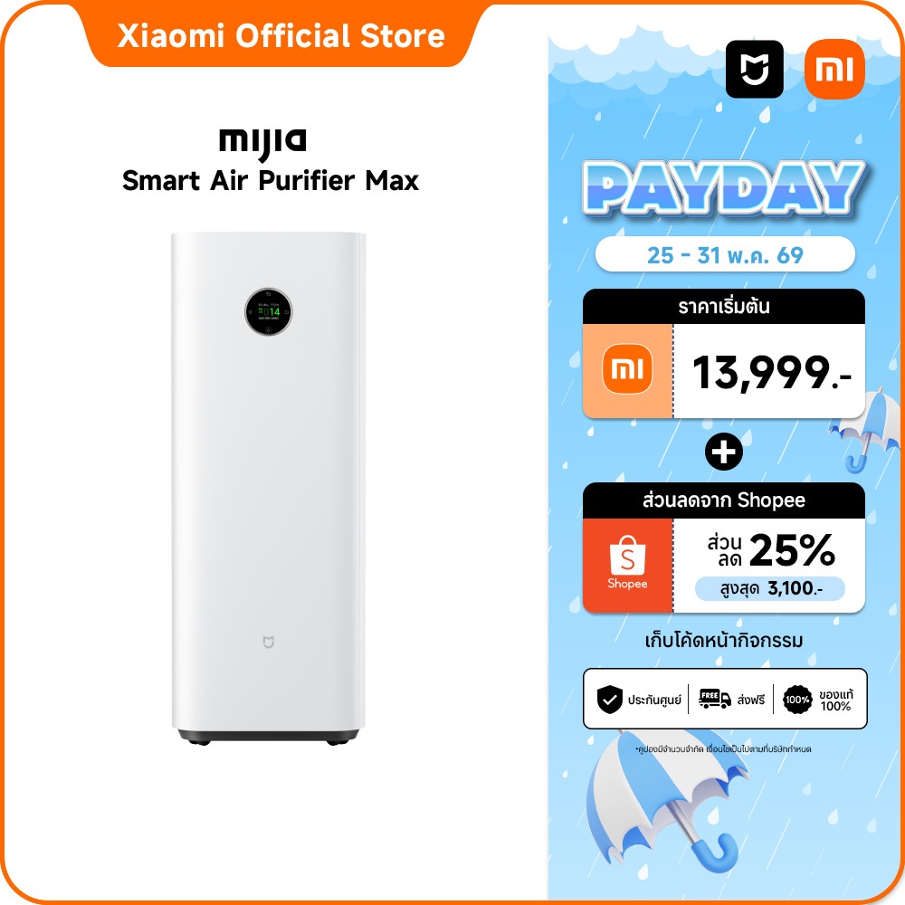 Xiaomi Mijia Smart Air Purifier Max|ฟอกอากาศทั่วห้องใน 1.6 นาที|ระบบกรอง 4 ชั้น|กรองไวรัส 99.9%