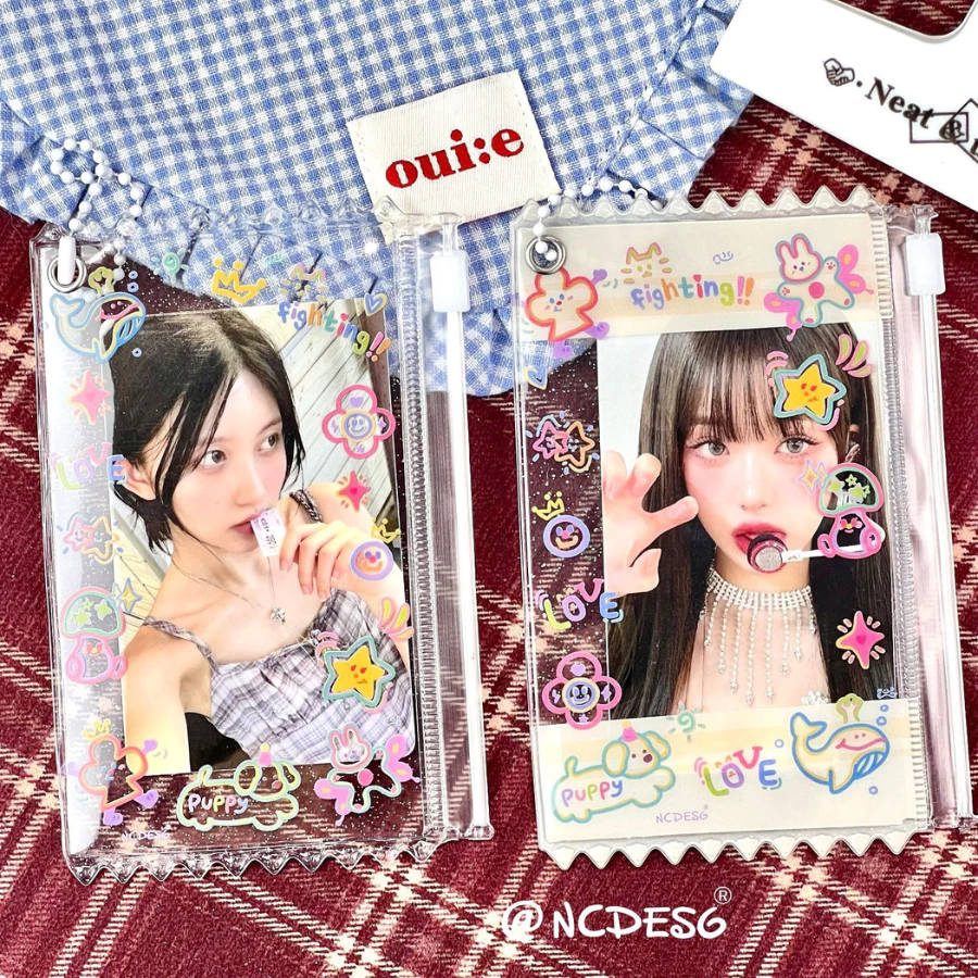 Puppy Friends PVC Card Pouch | ซองใสวิ้งลายน้องหมา ใส่การ์ด บัตร พวงกุญแจ