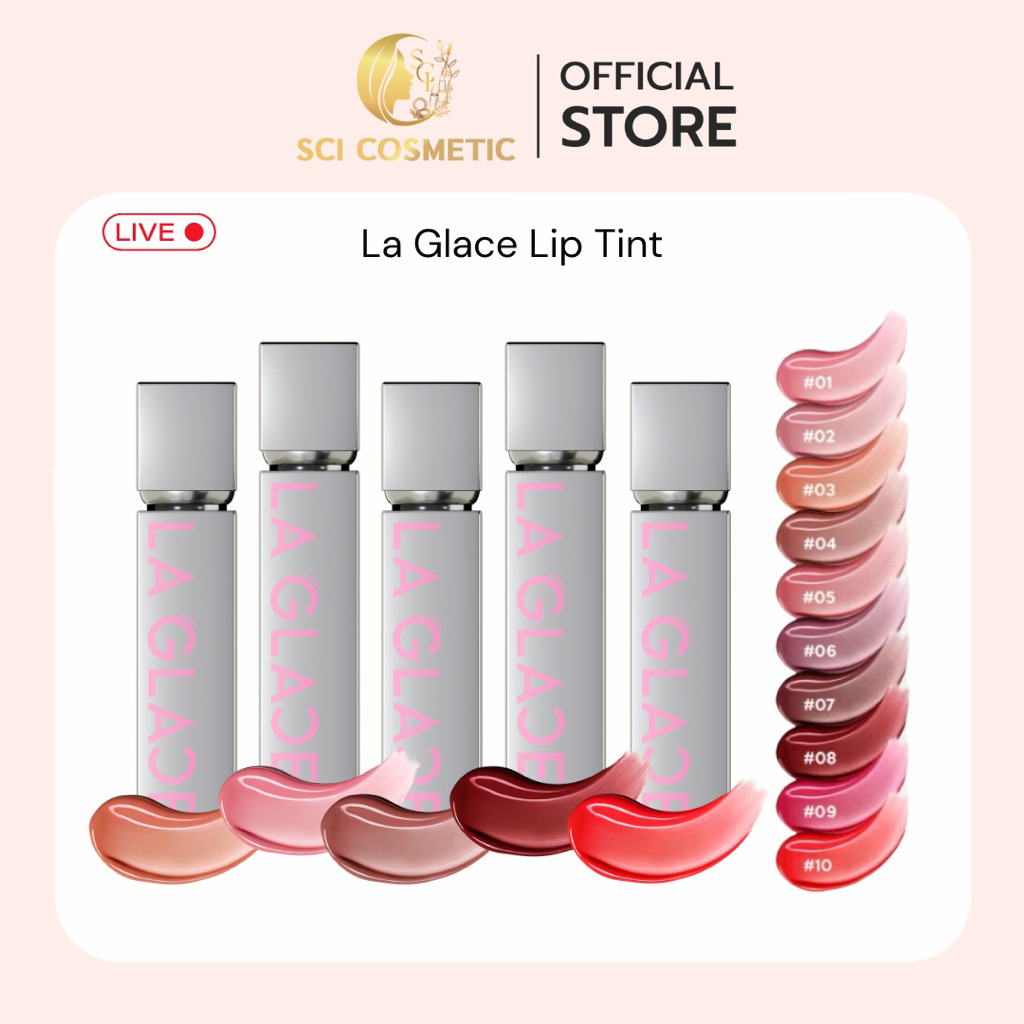 (มีครบทุกสี) LA GLACE - Flextopia Glassy Tint ลิปทินท์ลากลาสฉ่ำวาว 10สี ขนาด4กรัม ปากชุ่มชื้น สีติดทนนาน