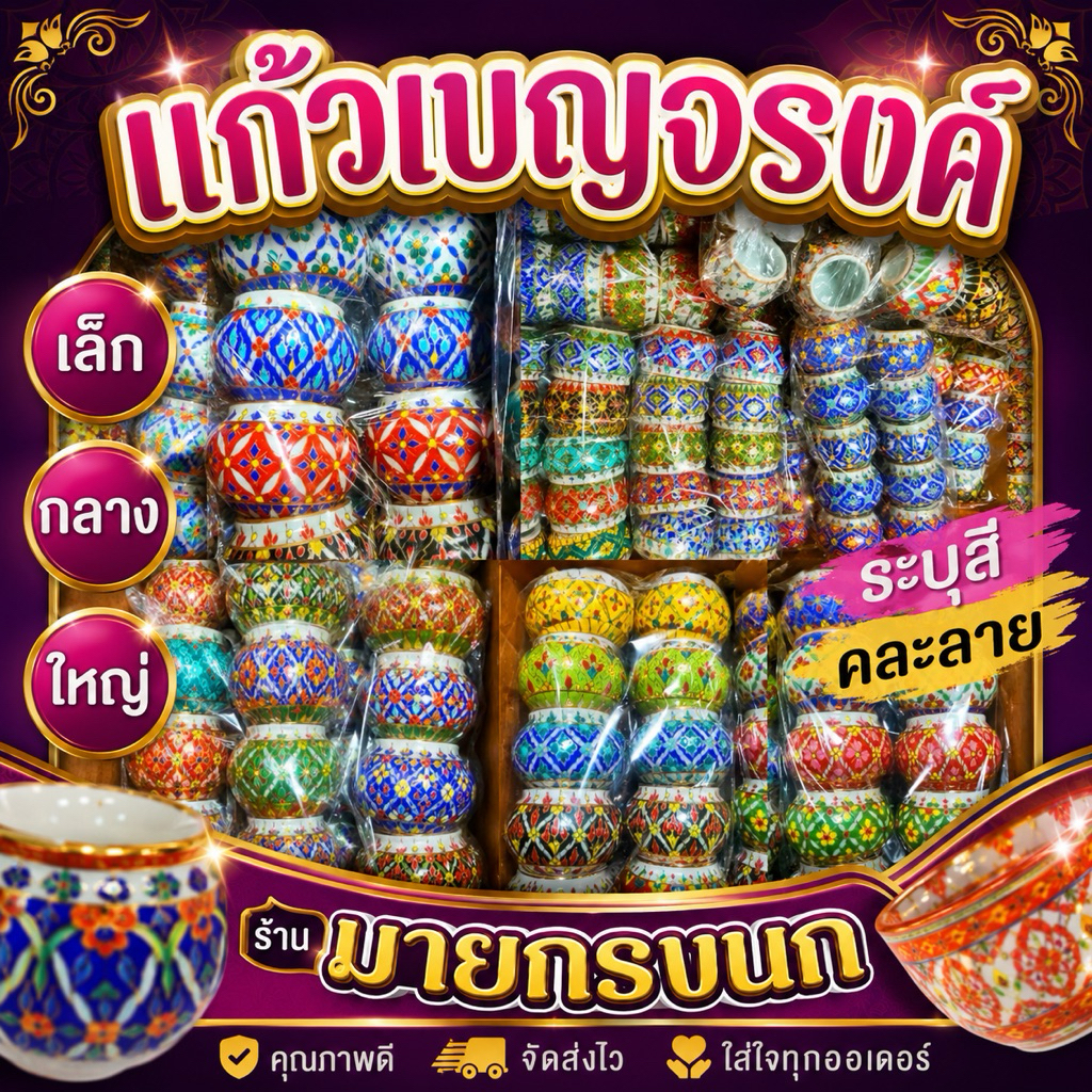 💥แก้วเบญจรงค์ (ใบเล็ก-ใบกลาง-ใบใหญ่) คละลาย ระบุสีได้ค่ะ📍 🛎❌ถ้าสีที่ลูกค้าสั่งมันหมด ขออนุญาตใส่โทนสีใกล้เคียงไปคะ❌🛎