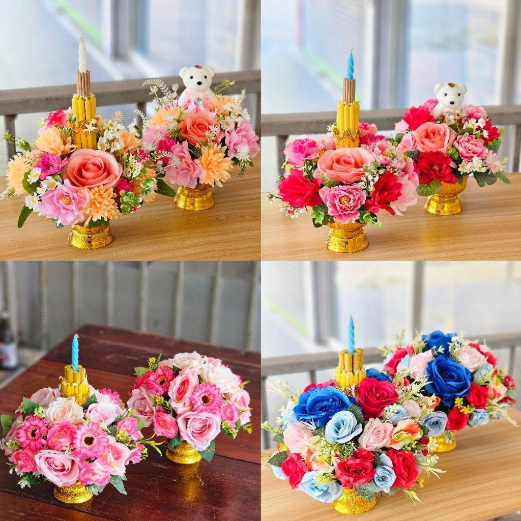พานดอกไม้ไหว้ครู พานไหว้ครู พานพุ่มดอกไม้ (ราคาคู่) มีสินค้าพร้อมส่ง