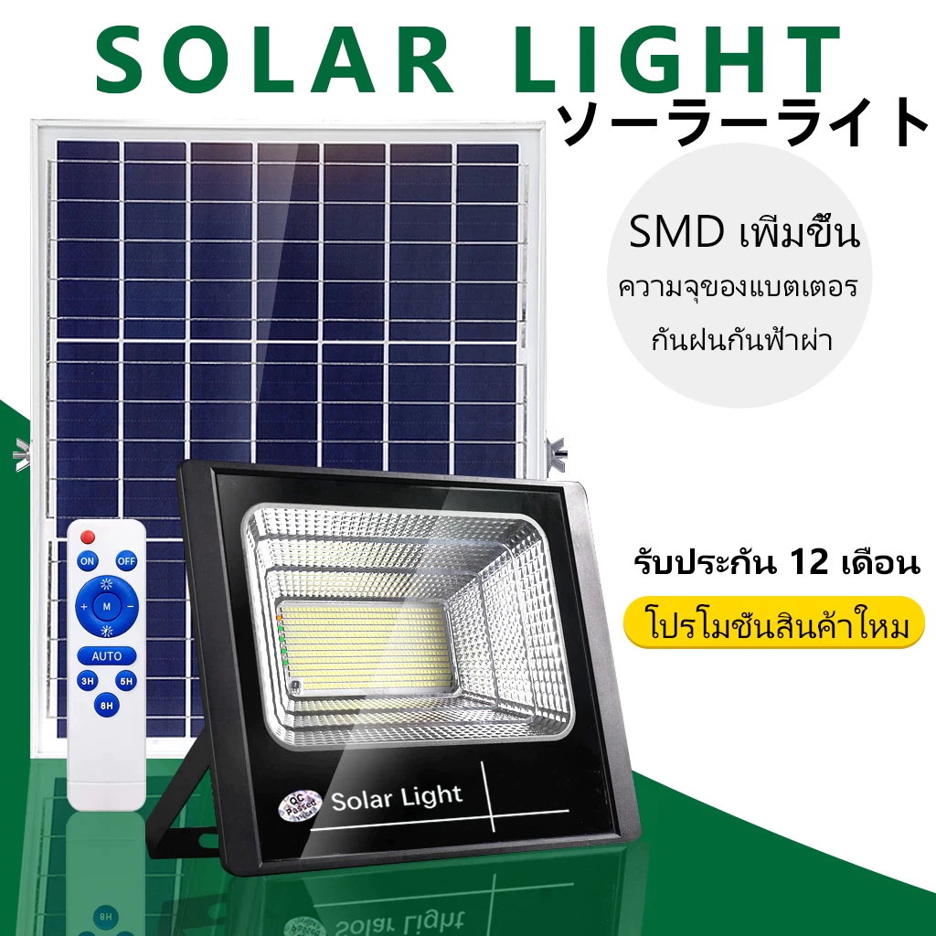 ไฟโซล่าเซลล์ กันน้ำก ลางแจ้ง IP67 ไฟแคมป์ปิ้งไฟติดผนัง สปอร์ตไลท์ ไฟLED cell ไฟอัตโนมัติ solar light
