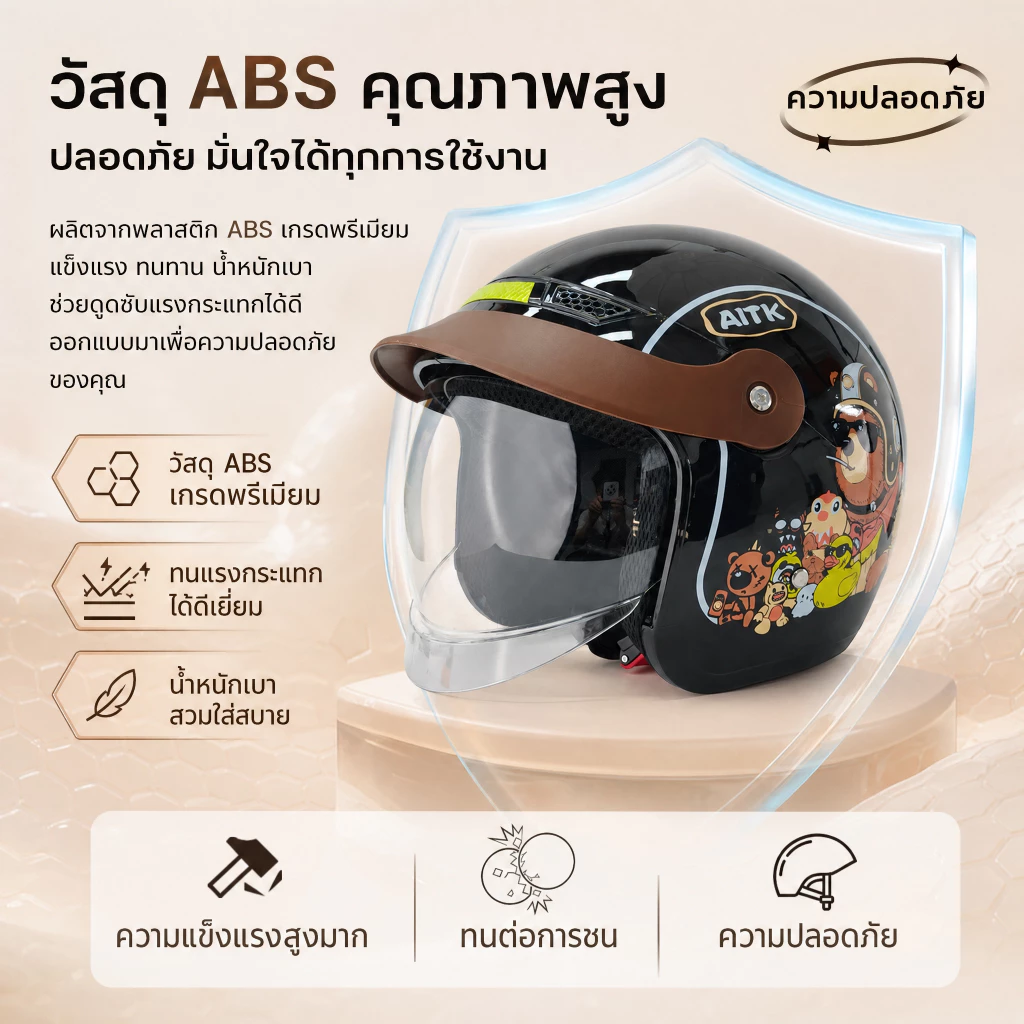หมวกกันน็อคมอเตอร์ไซค์ AUS วัสดุ ABS thumbnail 3
