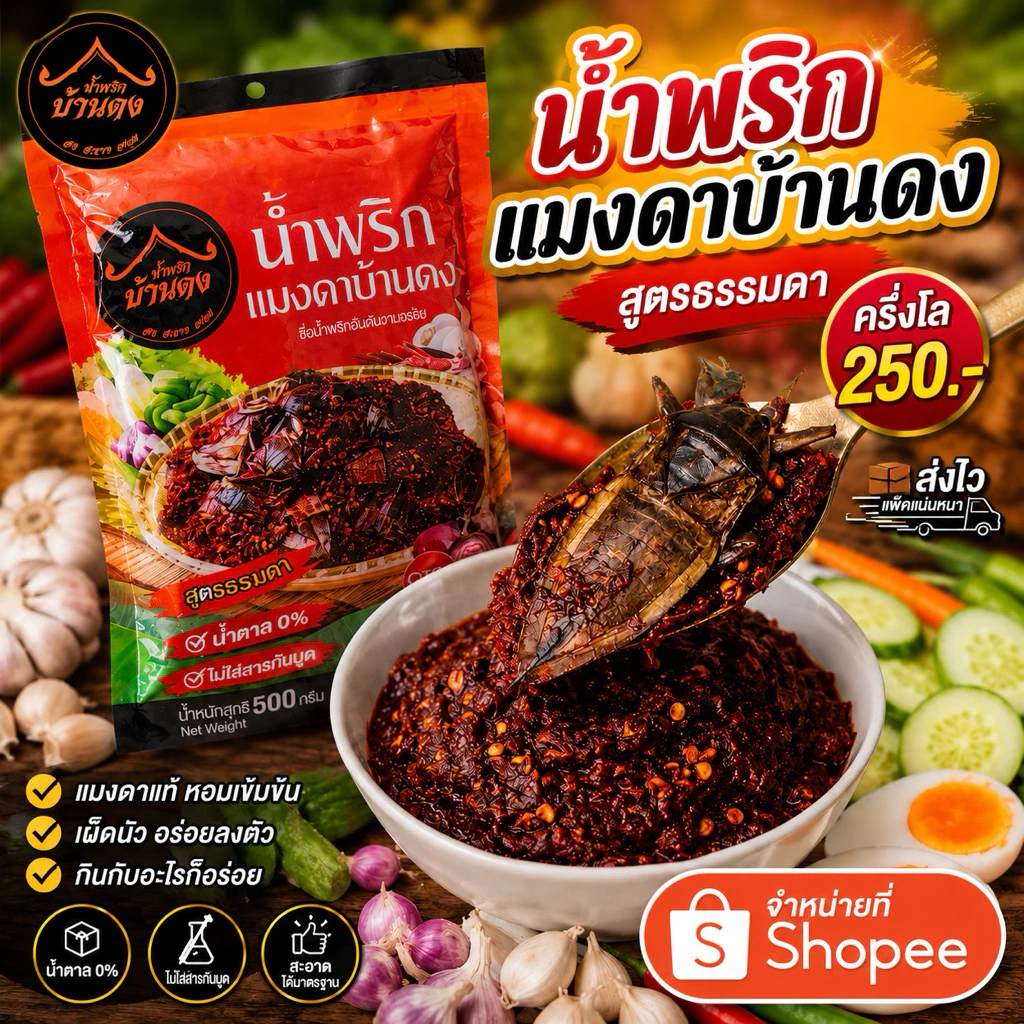 น้ำพริกแมงดาบ้านดง สูตรธรรมดา ขนาด 0.5 กิโลกรัม