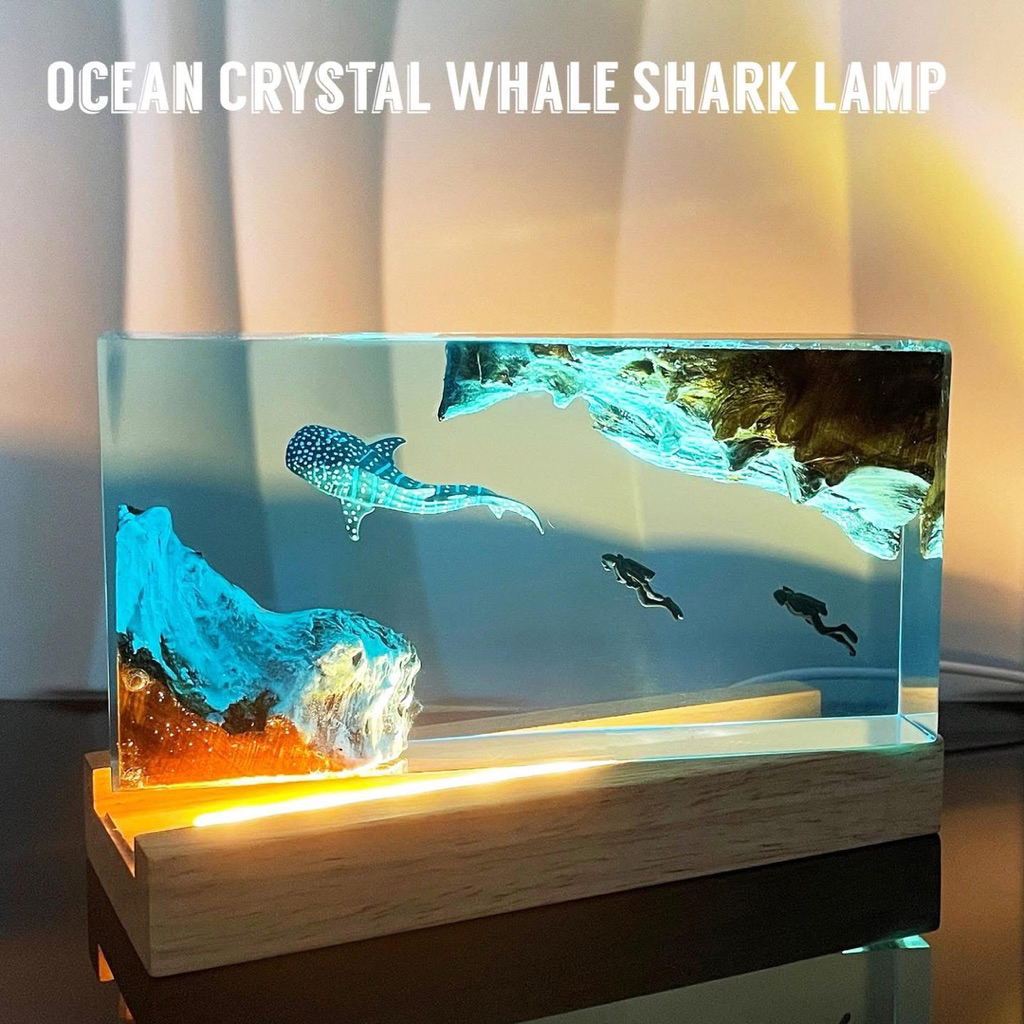 [พร้อมส่ง] 🌊Ocean Crystal Whale Shark Lamp โคมไฟโลกใต้ทะเล พร้อมนักดำน้ำสกูบา