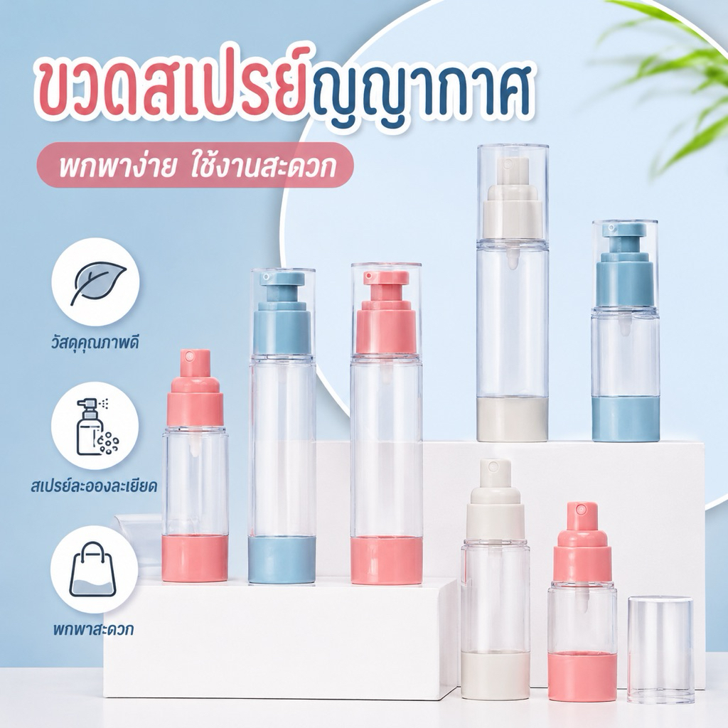 พร้อมส่ง🔥 AS4-ขวดหัวปั๊มสูญญากาศ ใส่ครีม เจล โลชั่น เครื่องสําอาง สามารถเติมได้ 15/30/50ml.