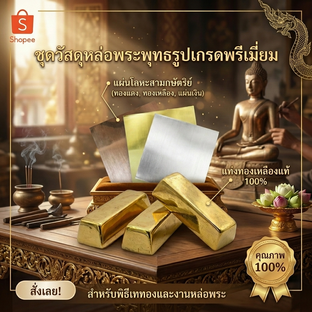 ก้อนทองเหลือง | แผ่นทองเหลือง,แผ่นเงิน,แผ่นนาค ใช้สำหรับหล่อพระพุทธรูป ขนาด5x5นิ้ว วัสดุคุณภาพ งานหลอมเนียน