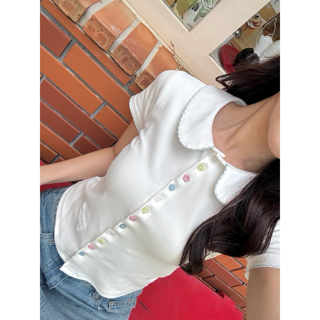 เสื้อ imily.style : ONNIE TOP สีขาว ใส่1ครั้ง ไซส์ s