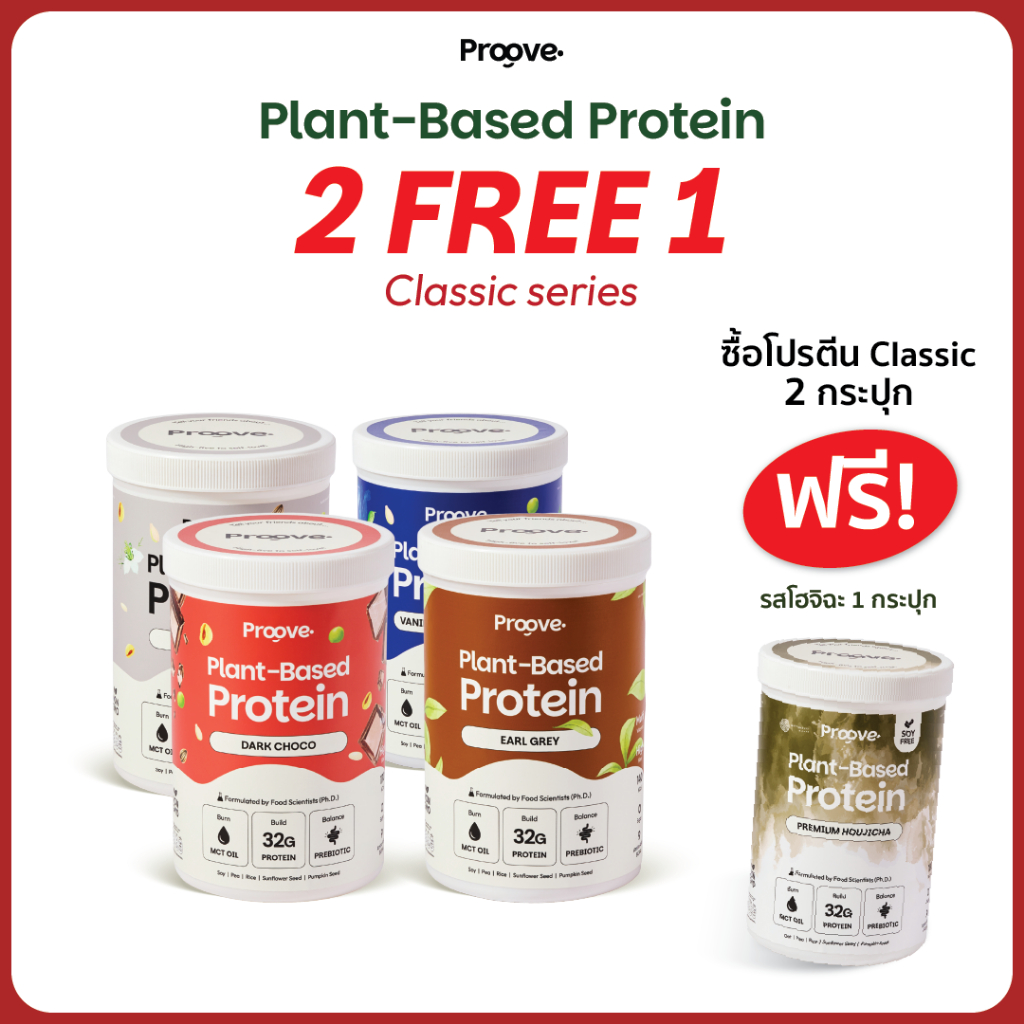 [2แถม1 รสโฮจิฉะ] Classic Series โปรตีนพืชตัวจบ โปรตีนพืชโซเดียมต่ำ ให้โปรตีน 32g ไม่มีน้ำตาล แคลต่ำ