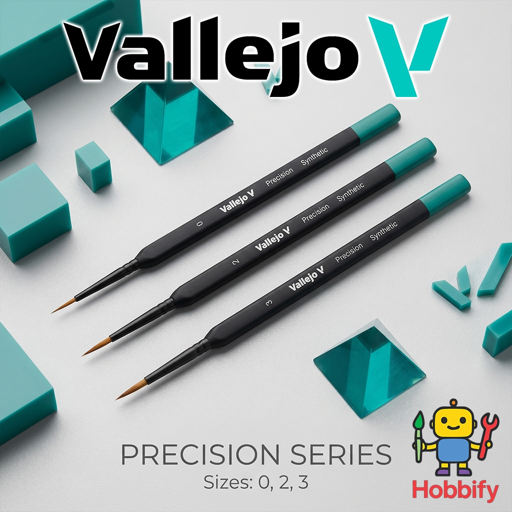 Vallejo Precision Brushes พู่กันพรีเมียมปลายกลม ด้ามสามเหลี่ยมจับถนัดมือ สำหรับทาเก็บรายละเอียดโมเดลและกันพลา
