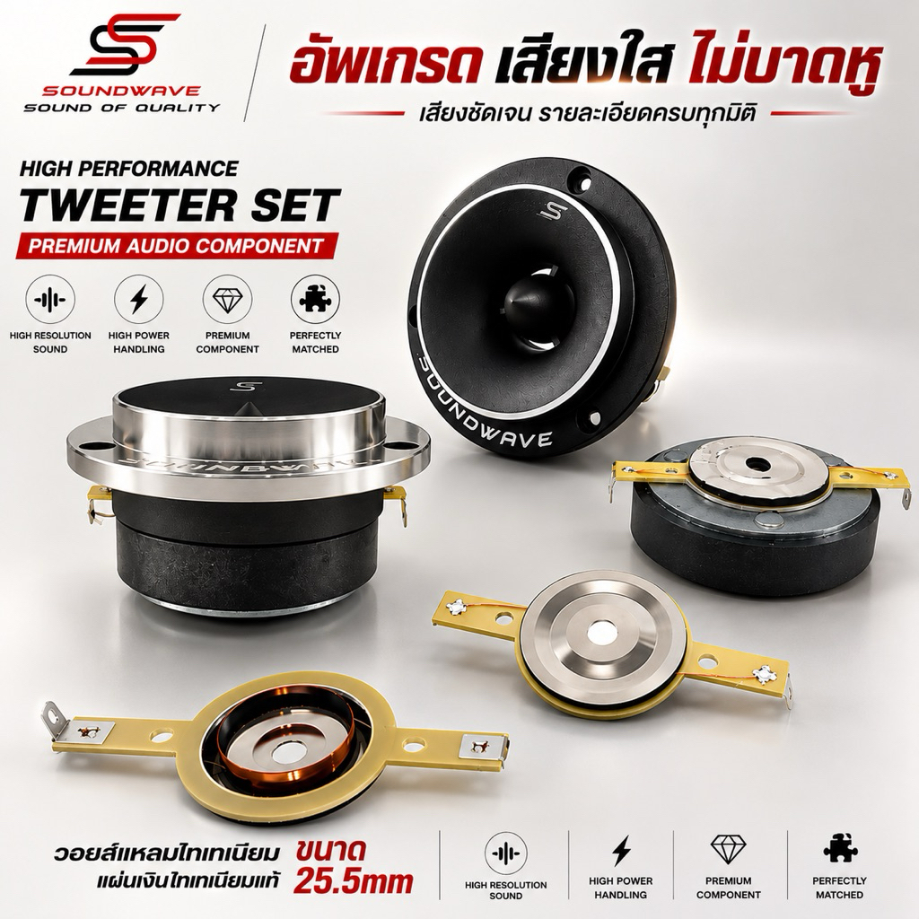 Soundwave วอยซ์เสียงแหลม 25.5 มิล วอยซ์รุ่น SW-444PRO SW-444PROPLUS VOICE COIL/ทวิสเตอร์/อลูมิเนียม ดอกลำโพงเสียงแหลม