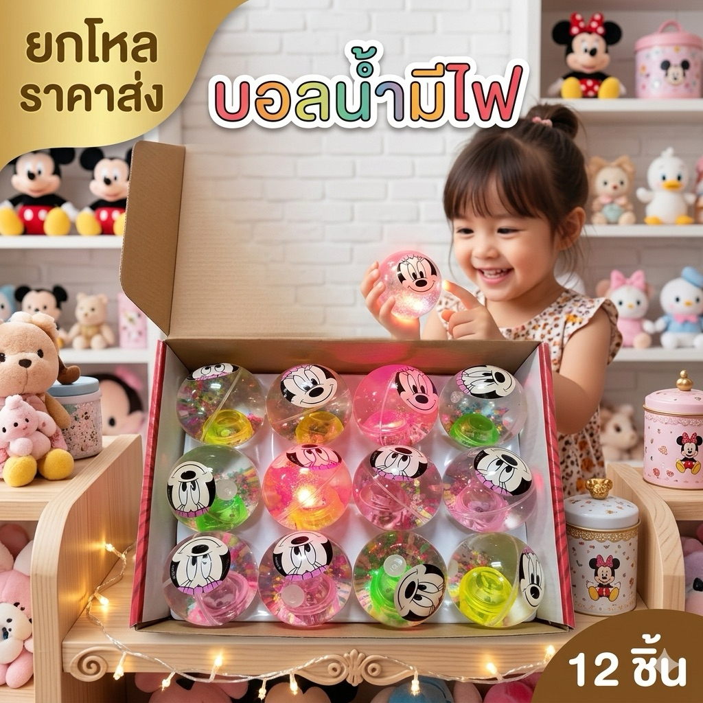 ลูกบอลมีไฟ ข้างในเป็นน้ำ ได้สินค้า 12 ชิ้น  C0705