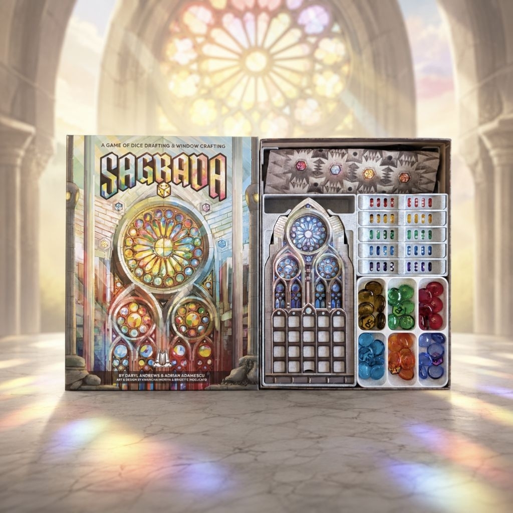 ​🎲 Sagrada (2026) w/Expansion - Organizer Insert จัดระเบียบกล่องบอร์ดเกม ซากราด้า วัสดุ PETG (ไม่รวมตัวเกม)