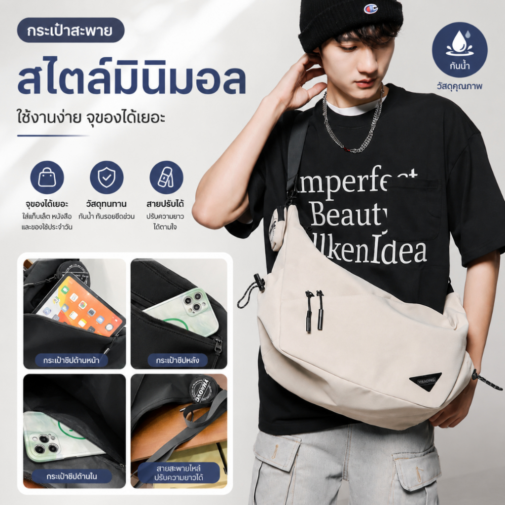 กระเป๋าสะพายผู้หญิงยี่ห้อ ESQlite รุ่น 2026 จำลองลุคใหม่ล่าสุดกระเป๋าสะพายข้างผู้ชายป๋าสะพายข้าง