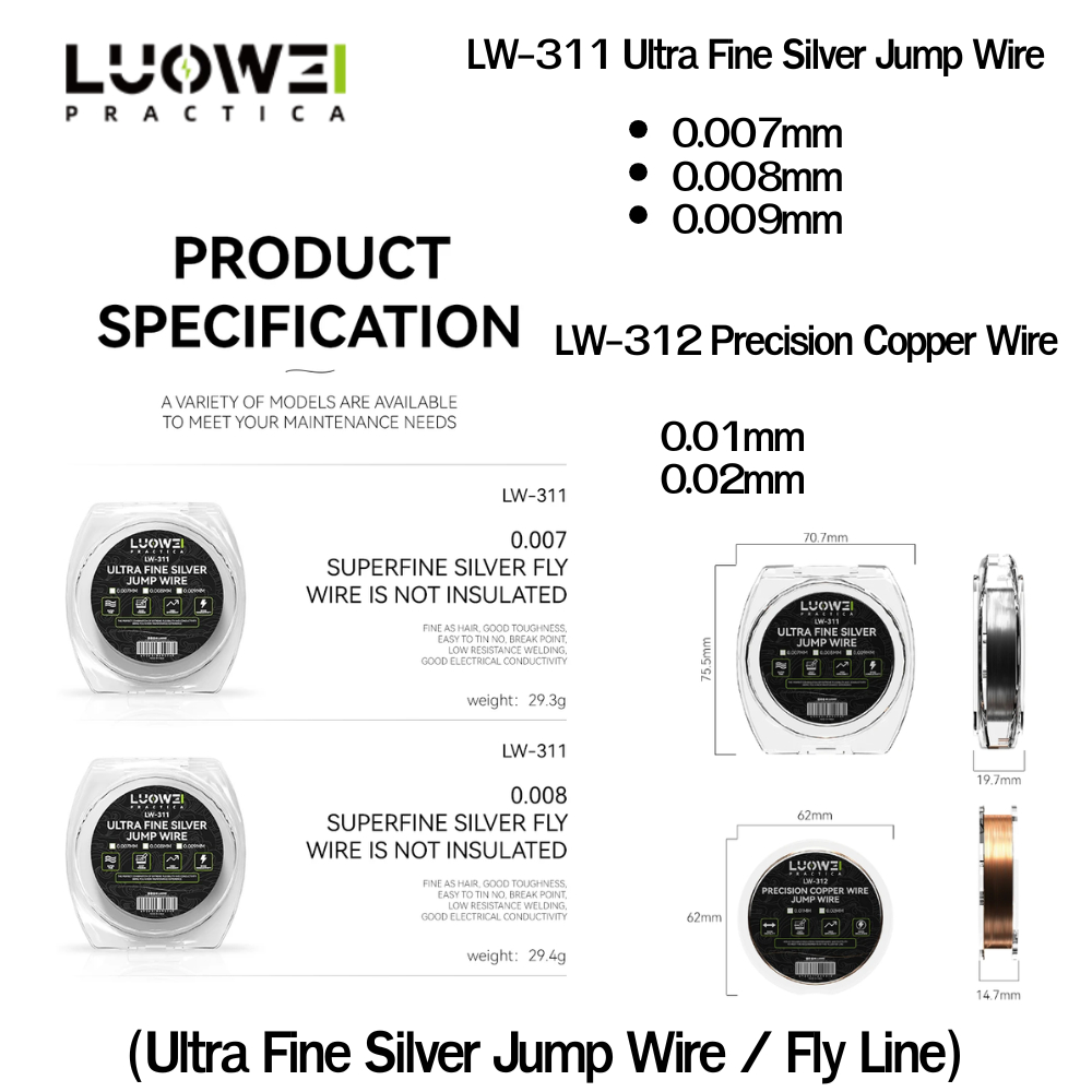 Luowei  LW-311 - LW-312ลวดต่อลาย / สายบริดจ์ความละเอียดสูง (Ultra Fine Jump Wire / Fly Line)