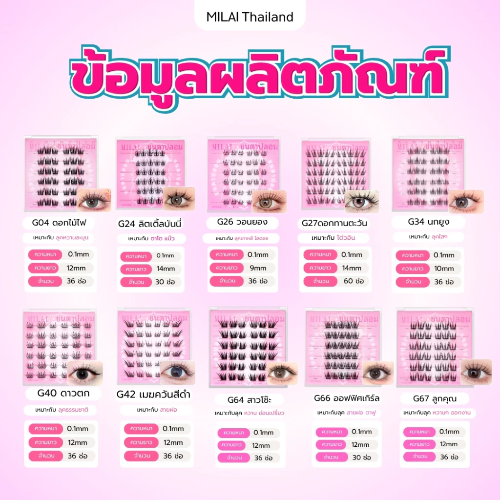 【ซื้อครบ3กล่องแถมแหนบ】MILAIขนตาปลอมกาวในตัว ติดง่าย เรียงเส้นสวย เป็นธรรมชาติ มีให้เลือกครบทุกสไตล์ thumbnail 5