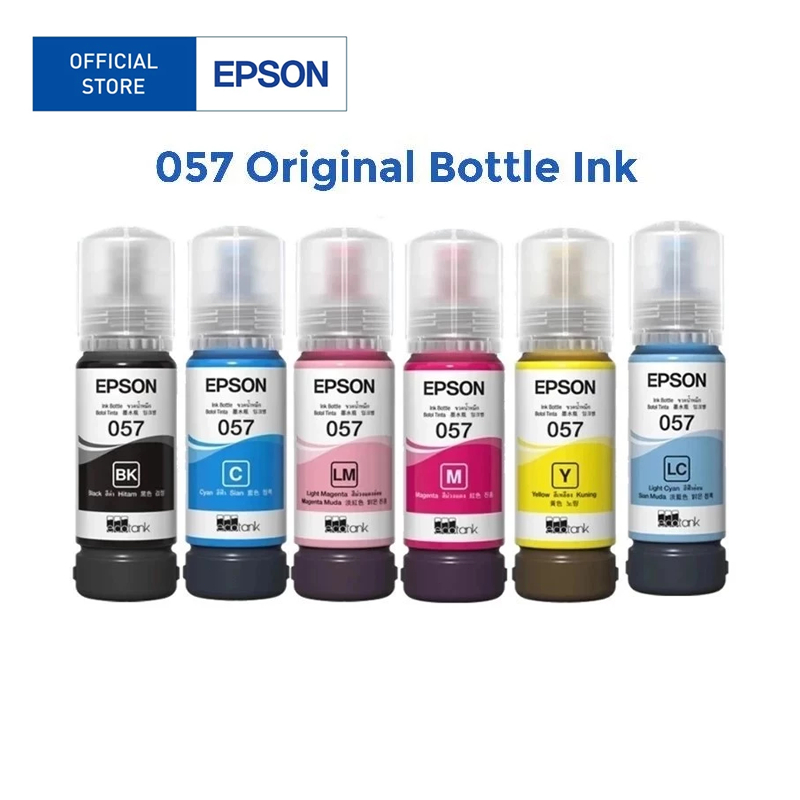 Epson 057 ink bottle for L8050, L18050 Printer (Black Cyan Magenta Yellow Light Cyan Light Magenta)