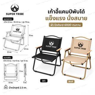 เก้าอี้ Kermit พับเก็บได้ แบบพกพา น้ำหนักเบา Super Tribe สำหรับกิจกรรมแคมป์ปิ้ง ปิกนิก ชายหาด สนามหญ้า พักผ่อนกลางแจ้ง