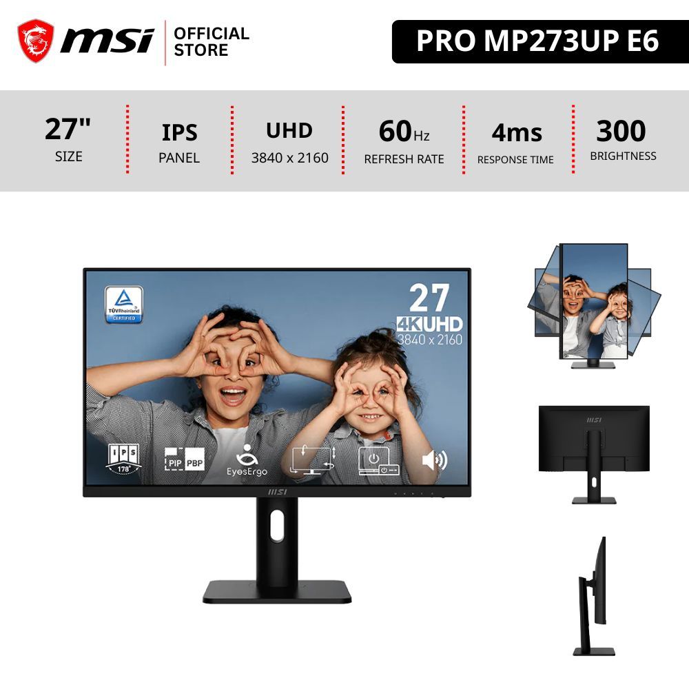 MSI PRO MP273UP E6 Monitor จอคอมพิวเตอร์ 3840 x 2160 (UHD)