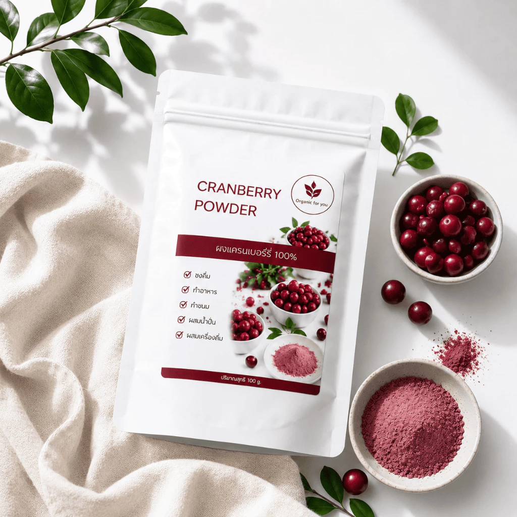 ผงแครนเบอร์รี่แท้ 100% (Cranberry Powder) ขนาด 100 กรัม/ซอง