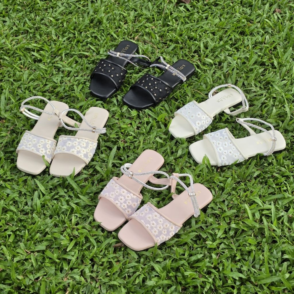 🌻OHODOODEE ​🌻The Daisy Sheer Elegant Strappy Flats รองเท้าแฟชั่นรัดส้นหน้าผ้าซีทรู ลายเดซี่เรียบหรูดูแพง