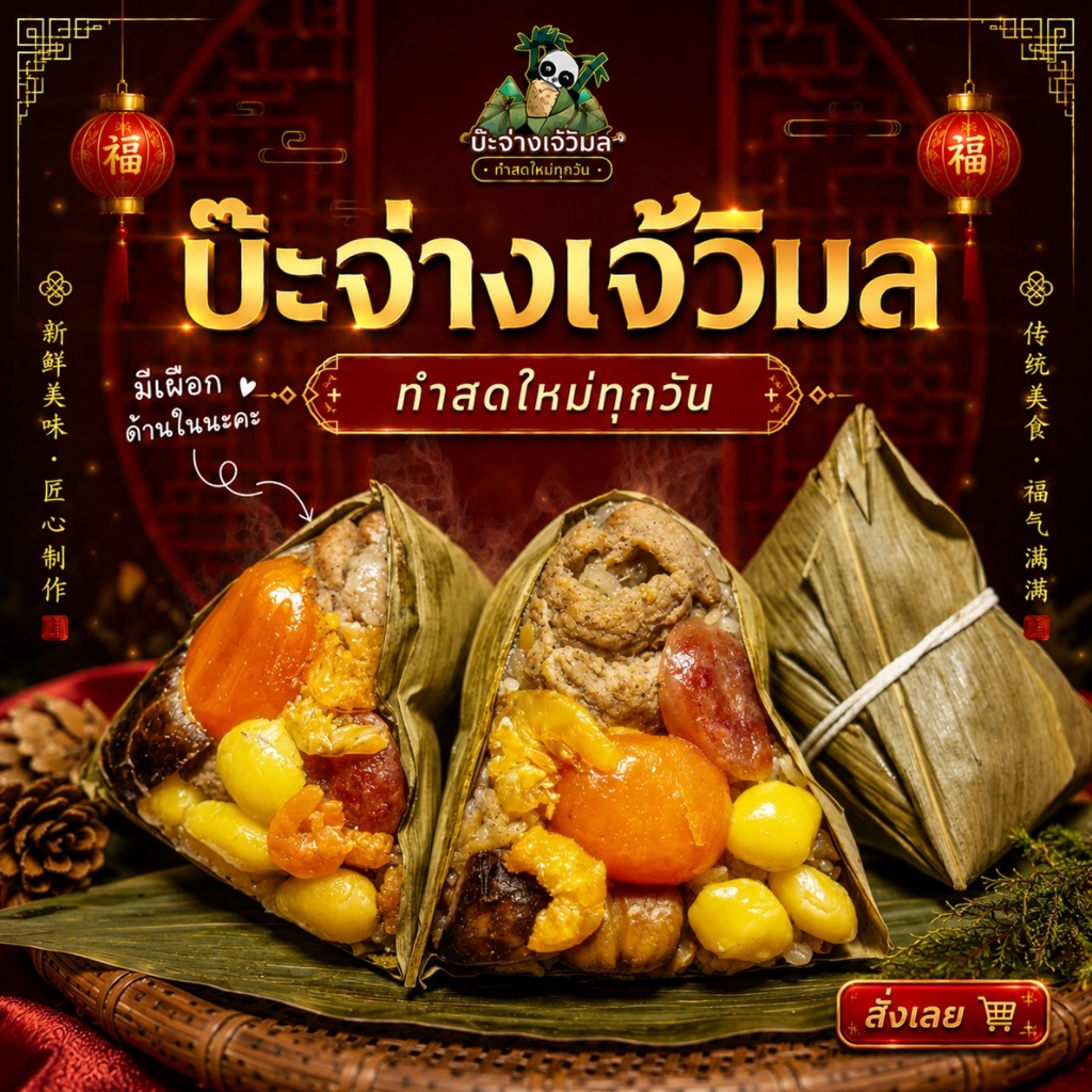 บ๊ะจ่างเจ้วิมล 🔥บะจ่างพริกไทยเข้มอร่อย♨️ สด สะอาด วัตถุดิบชั้นเลิศจากเยาวราช