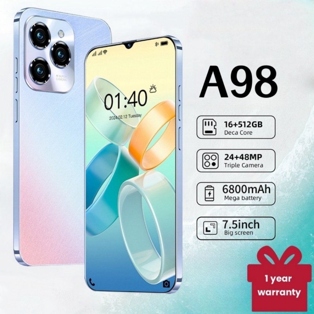 A98 (16+512) | สมาร์ทโฟนทนทานต่อการกระแทก กล้องชัด 24 MP ใช้งานราบเลื่น 48 เดือน แบตเตอรี่ 6800 mAh