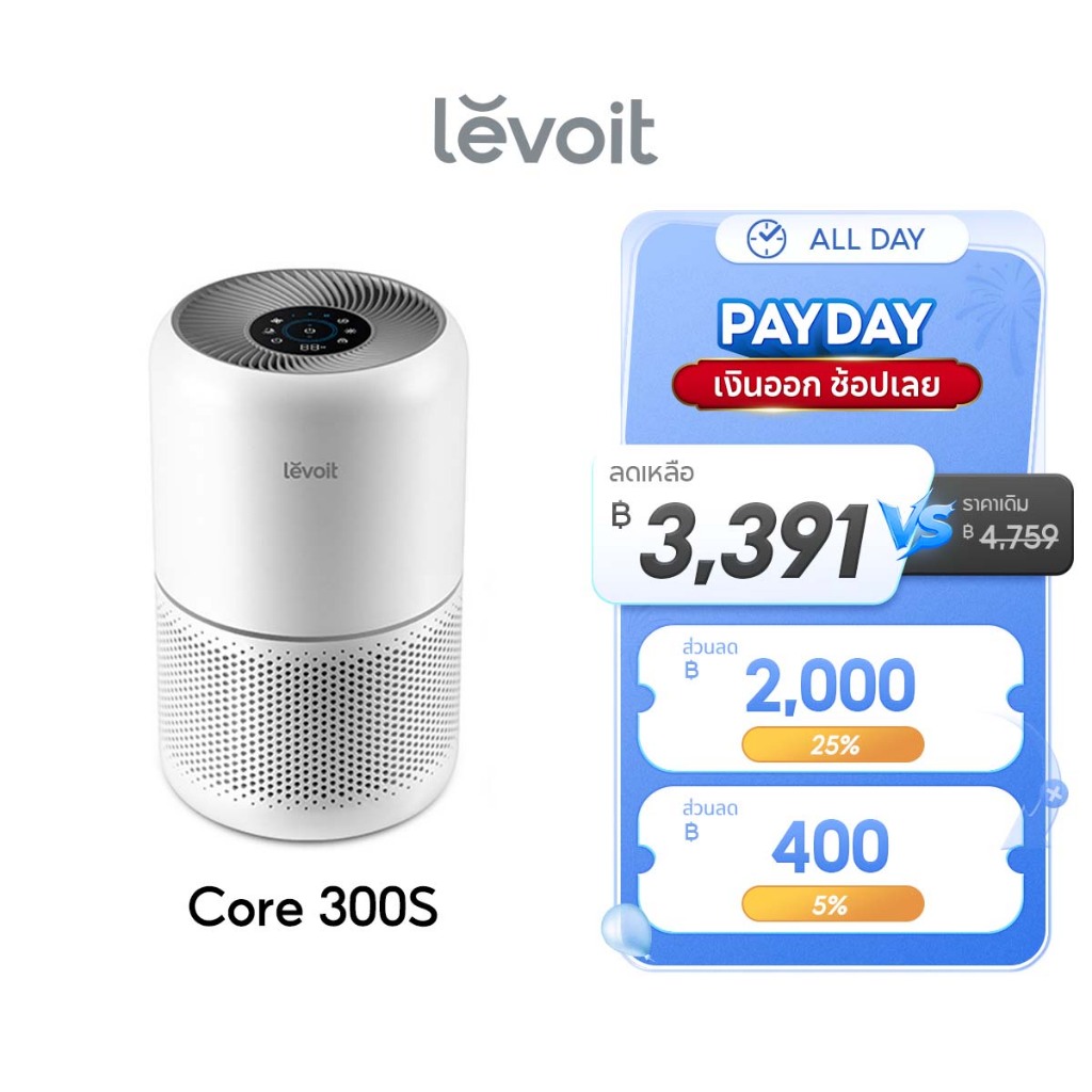 [สินค้าพร้อมส่ง] Levoit Core 300S Air Purifier PM2.5 App เครื่องฟอกอากาศ levoit 300s กรองอากาศ ประกัน 2 ปี