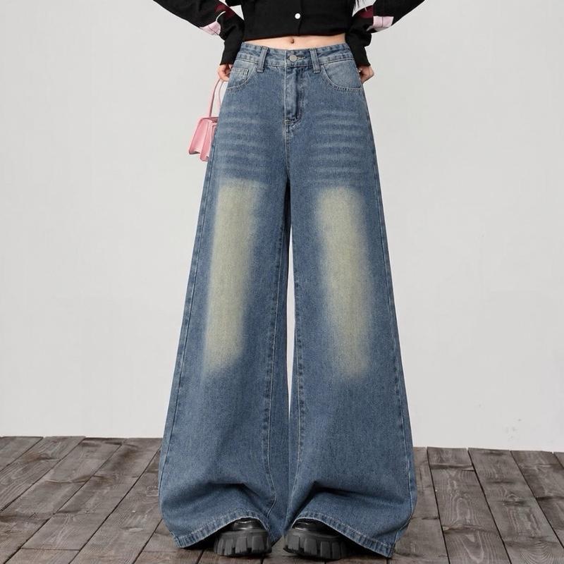 #J101 (XS-6XL) jinjeans กางเกงยีนส์ทรงกระบอกใหญ่  baggy jeans เอวสูง