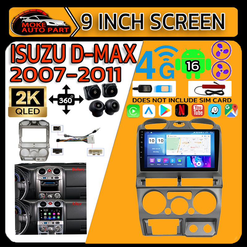 จอแอนดรอย 9นิ้ว ISUZU D-MAX 07-11 2K จอ android 15 8คอร์ SIM+360+Carplay เครื่องเสียงรถยนต์ GPS+WIFI จอแอนดรอยด์ติดรถยนต