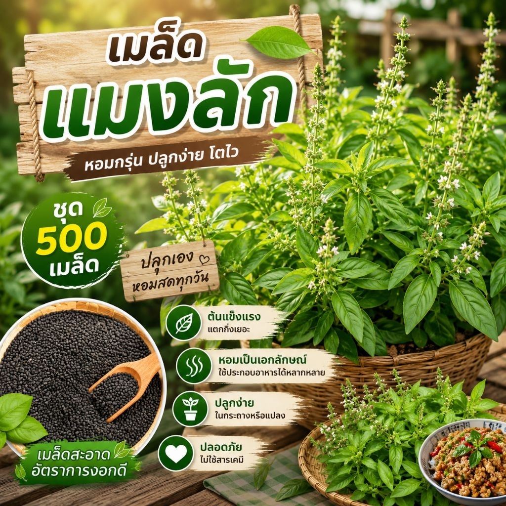 เมล็ดเเมงลัก 500 เมล็ด มีบริการเก็บเงินปลายทาง